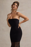 Kaylen Black Bandeau Mesh Maxi Dress