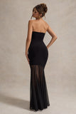 Kaylen Black Bandeau Mesh Maxi Dress