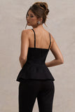 Skyla Black Strappy Top With Buttons