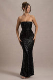 Like Magic Black Sequin Bandeau Maxi Dress