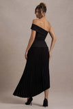 Pauline Black Bardot Tailored Maxi Dress With Plisse Skirt