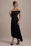 Pauline Black Bardot Tailored Maxi Dress With Plisse Skirt