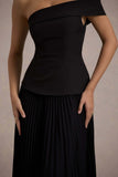 Pauline Black Bardot Tailored Maxi Dress With Plisse Skirt
