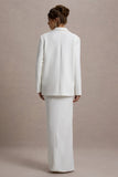 Urban White Plunge-Neck Boxy Oversized Blazer