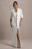 Urban White Plunge-Neck Boxy Oversized Blazer