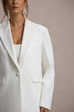 Urban White Plunge-Neck Boxy Oversized Blazer