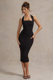 Nerissa Black Halter-Neck Midi Dress