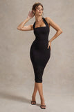 Nerissa Black Halter-Neck Midi Dress
