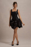Aveline Black Lace Square-Neck Mini Dress With Bows