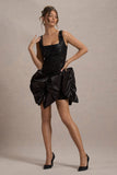 Aveline Black Lace Square-Neck Mini Dress With Bows