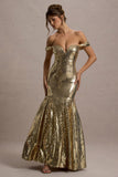 Guest Of Honour Gold Sequin Bardot Maxi Dress