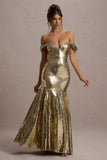 Guest Of Honour Gold Sequin Bardot Maxi Dress