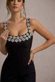 Amadi Black Embellished Strappy Flared-Leg Jumpsuit