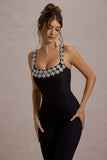 Amadi Black Embellished Strappy Flared-Leg Jumpsuit
