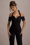Aurea Black Halter-Neck Flared-Leg Jumpsuit