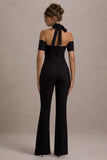 Aurea Black Halter-Neck Flared-Leg Jumpsuit
