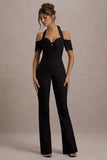 Aurea Black Halter-Neck Flared-Leg Jumpsuit