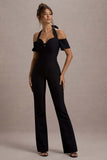Aurea Black Halter-Neck Flared-Leg Jumpsuit