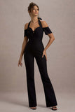 Aurea Black Halter-Neck Flared-Leg Jumpsuit