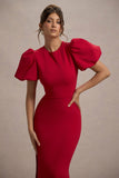 Love Letters Red Puff-Sleeve Maxi Dress