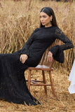 For Life Black Lace Long-Sleeve Midi Dress