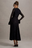 For Life Black Lace Long-Sleeve Midi Dress