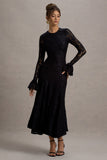 For Life Black Lace Long-Sleeve Midi Dress