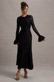 For Life Black Lace Long-Sleeve Midi Dress