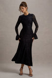 For Life Black Lace Long-Sleeve Midi Dress