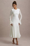 For Life Cream Lace Long-Sleeve Midi Dress