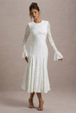 For Life Cream Lace Long-Sleeve Midi Dress
