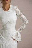 For Life Cream Lace Long-Sleeve Midi Dress