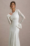 For Life Cream Lace Long-Sleeve Midi Dress