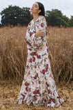 Althena Cream Floral Print Balloon-Sleeve Maxi Dress