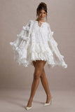 Arlington White Lace Cape-Sleeve Mini Dress