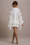 Arlington White Lace Cape-Sleeve Mini Dress
