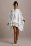 Arlington White Lace Cape-Sleeve Mini Dress