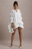 Arlington White Lace Cape-Sleeve Mini Dress