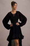 Namir Black High-Low Chiffon Maxi Dress