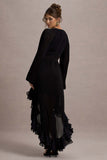 Namir Black High-Low Chiffon Maxi Dress