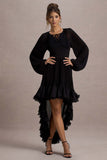 Namir Black High-Low Chiffon Maxi Dress