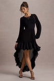 Namir Black High-Low Chiffon Maxi Dress