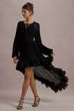 Namir Black High-Low Chiffon Maxi Dress
