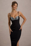 Ignacia Black Asymmetric Maxi Dress With Hotfix Detail