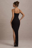 Ignacia Black Asymmetric Maxi Dress With Hotfix Detail