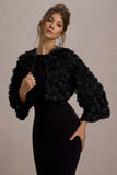 Tulip Twirl Black Mesh Floral Cropped Jacket