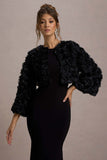 Tulip Twirl Black Mesh Floral Cropped Jacket