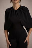 Arbor Black Cape-Sleeve Straight-Leg Jumpsuit