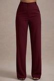 New York Wine Pinstripe Tailored Wide-Leg Trousers