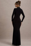 Tova Black High-Neck Long-Sleeve Maxi Dress
